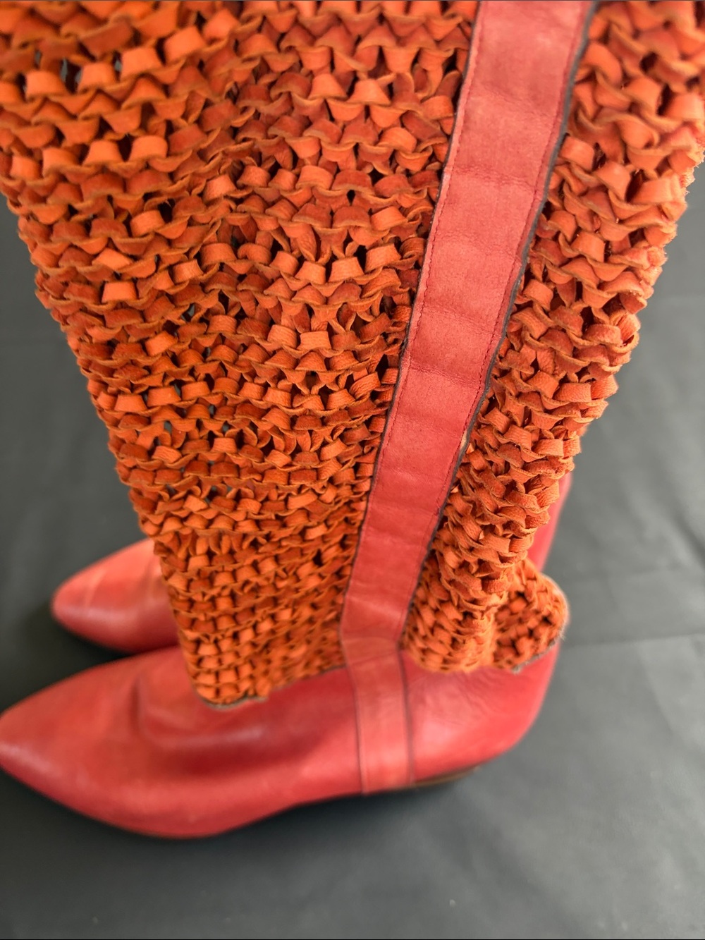 Russell & Bromley Coral Woven Knee High Leather Boots EU 39 Made Italy - Picture 7 of 9